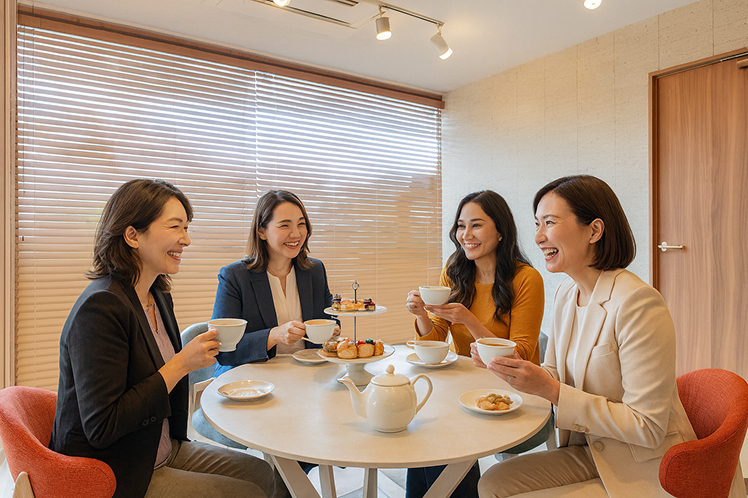 女性4人が楽しそうに話している写真